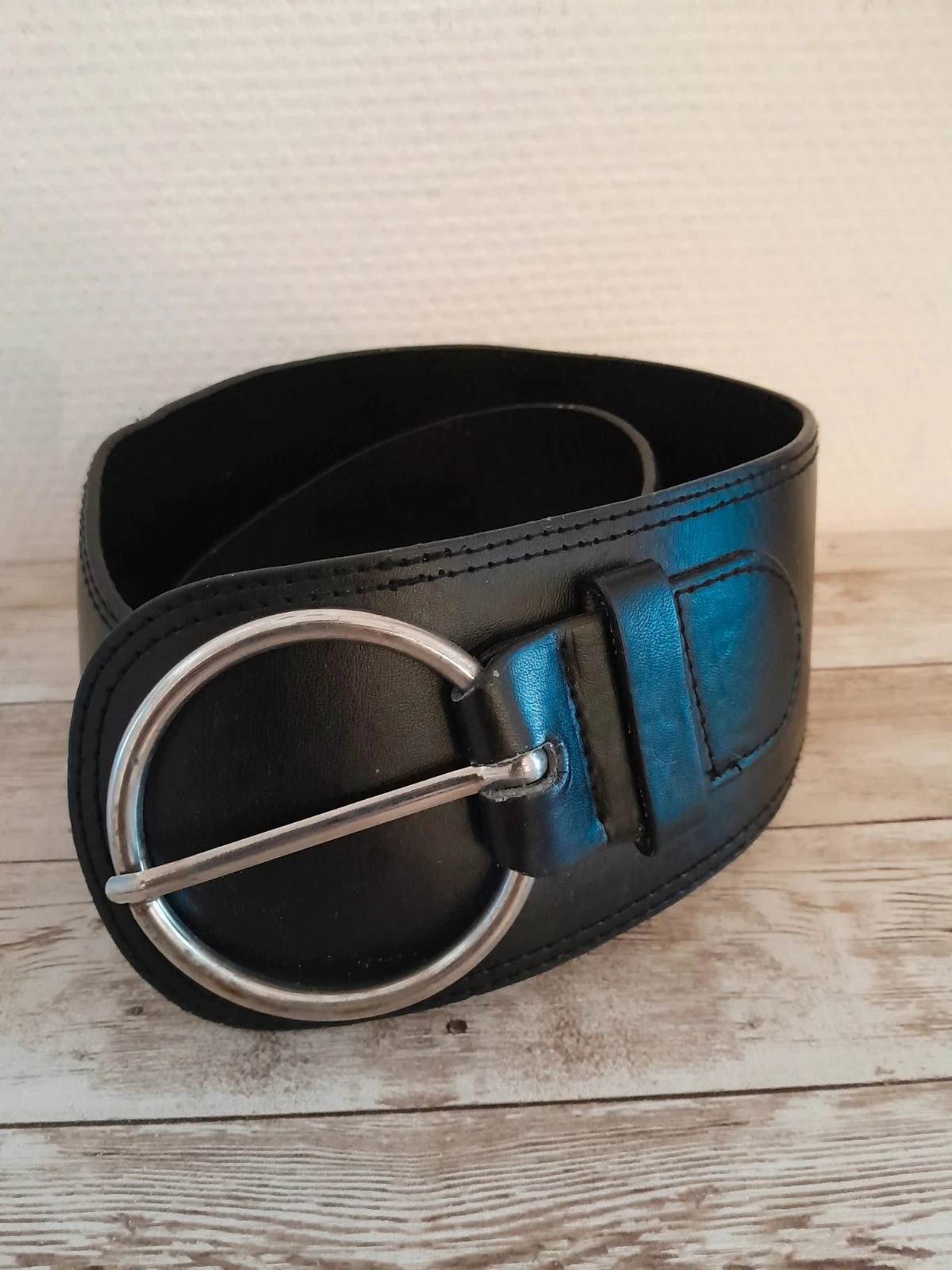 Ceinture noire pour femme, simili cuir